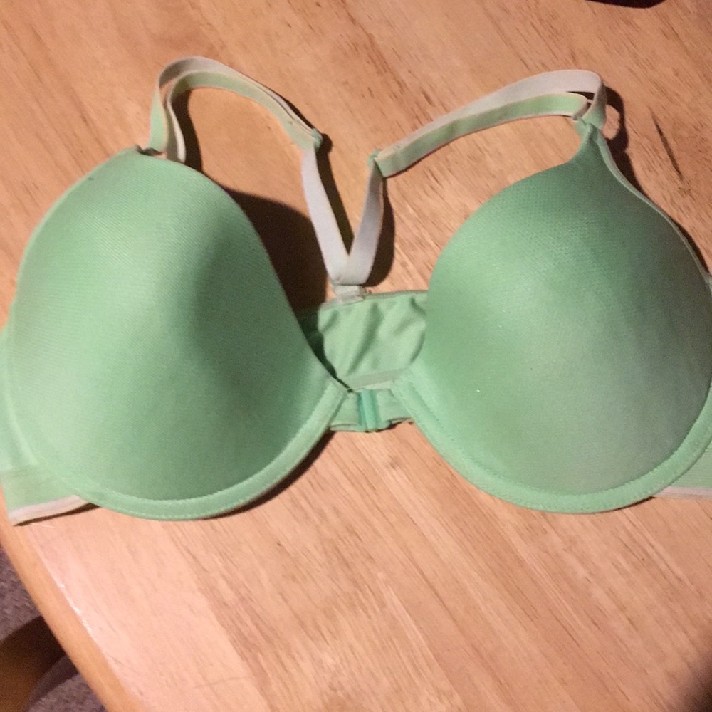 Green posture straps front closure underwire bra